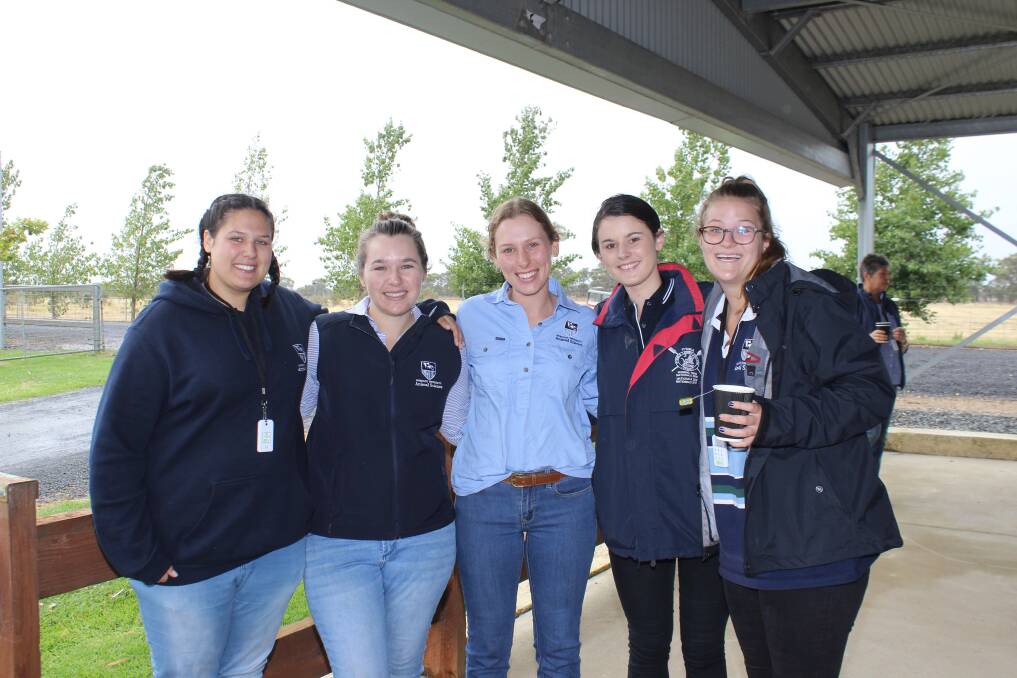Murdoch University animal science students attended the workshop, saying it was a good refresher on Estimated Breeding Values. Pictured are Madison Carter (left), Tessa Williams, Claire Powell, Leah Sackville and Meg Morley.