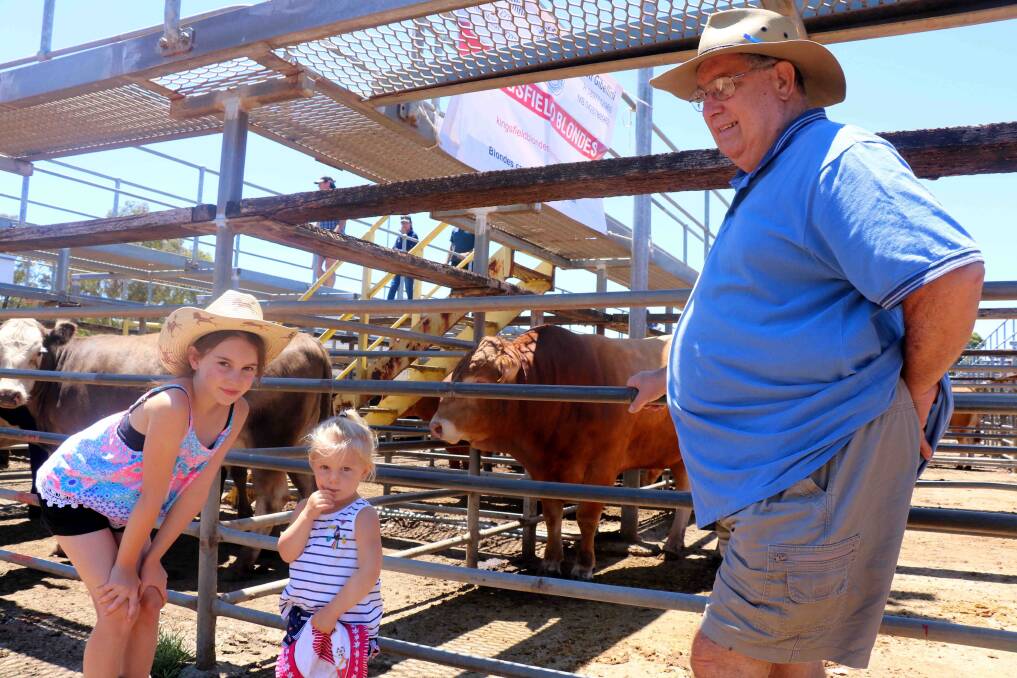 Maisy and Ollyanda Buswell, Manjimup, came to the sale with grandad, Michael Buswell, Bunbury. Michael was acting in his capacity of marketing co-ordinator for the Blonde society.
