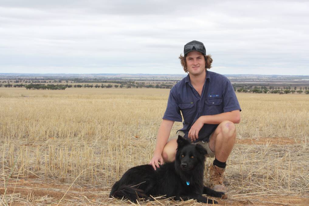 Nick Jenzen with his dog Archie, is learning the ropes to his family's farm at Cunderdin. He loves the freedom that working on the land provides.
