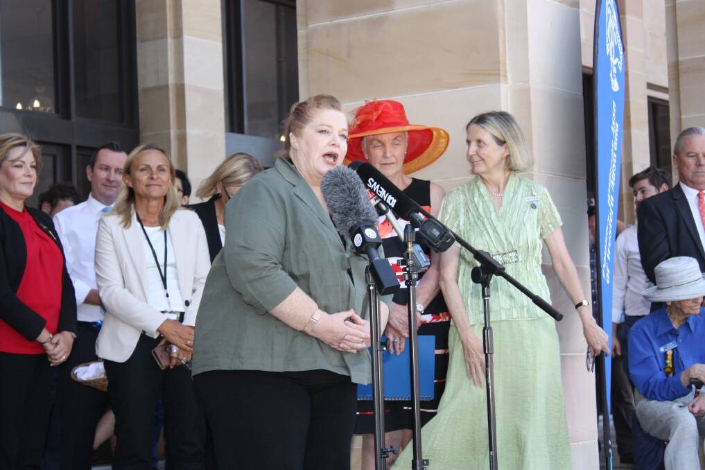 Education Minister Sue Ellery at a rally held by the CWA last week against several funding cuts to regional education. Ms Ellery has dismissed calls from The Nationals WA to step down, following claims of disunity between country and city Labor MPs brought on by the education cuts.