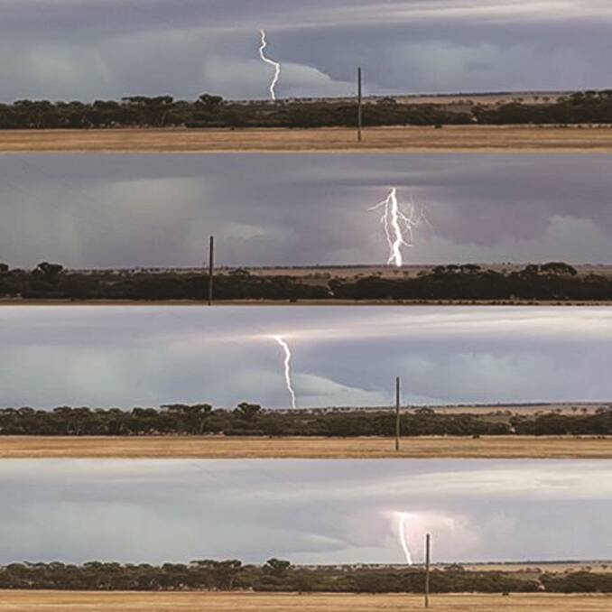 The Lightening strike display Krista Jensen got to watch before 31 millimetres of rain fell on her property in Pingaring.