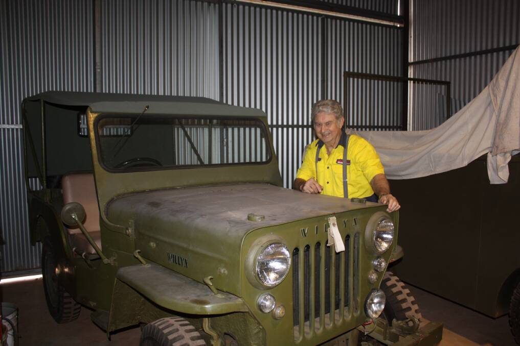  This 1959 Willys Jeep takes pride of place in Gordon McDougall's 'restoration' shed. It was built for farmers and boasted a bigger engine (56kW, 75hp), hence the higher bonnet to house the engine. Gordon re-built it after securing it from a Murchison cattle station.