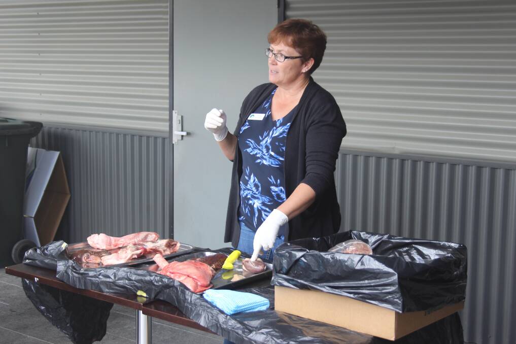 Department of Primary Industries and Regional Development's Ovine Johne's Disease (OJD) operations co-ordinator Anna Erickson at the Sheep Health Workshop at Katanning where she demonstrated the impact of sheep measles, arthritis and OJD in sheep organs.