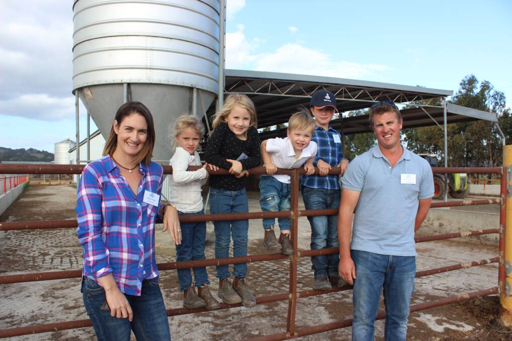 Dairy young guns, Sophia and Mick Giumelli, Benger, with their children Juliet, 4, Penelope, 5, Declan, 2, and Jackson, 6.