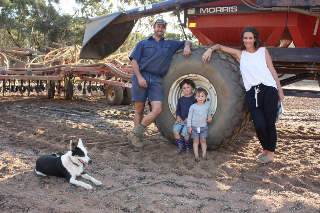  Dave (left), Jeremy, Will and Marnie Mackie pictured with dog Jessie on their New Norcia property.