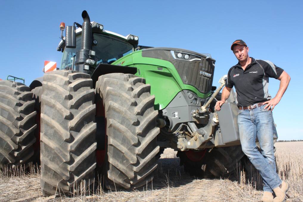  AgWest Machinery Geraldton branch manager Kent Douglas is keen to show farmers the versatility of the new Fendt 1000 Series tractors. "This 1042 model develops 435 horsepower (324 kilowatts) and we're assessing its performance as a main seeding tractor," he said. "It has a multitude of features which make it a very attractive year-round workhorse with standard front linkage and optional front PT