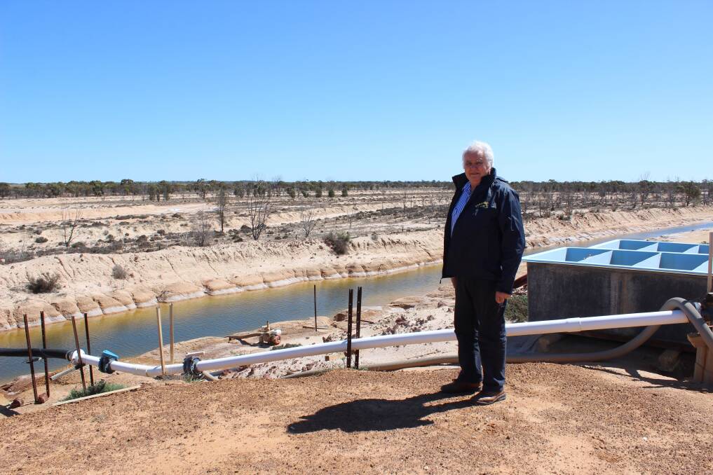 Inaugural Wheatbelt Catchment Alliance chairman and executive member John Dunne, Beacon, at a salinity control drain and catchment area project near his property. Mr Dunne headed an alliance delegation last August which handed over a business plan for much wider salinity control trials across the Wheatbelt to Darren West. 