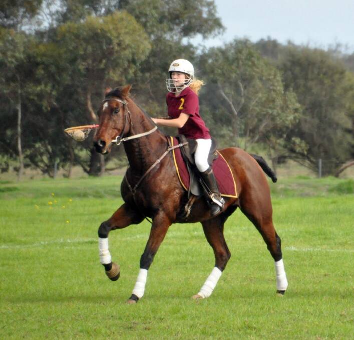  Laine Williamson played polocrosse throughout high school, but since attending the Muresk Institute she hasn't been able to spend as much time with horses. Laine is pictured on Fonzy playing polocrosse at Capel.