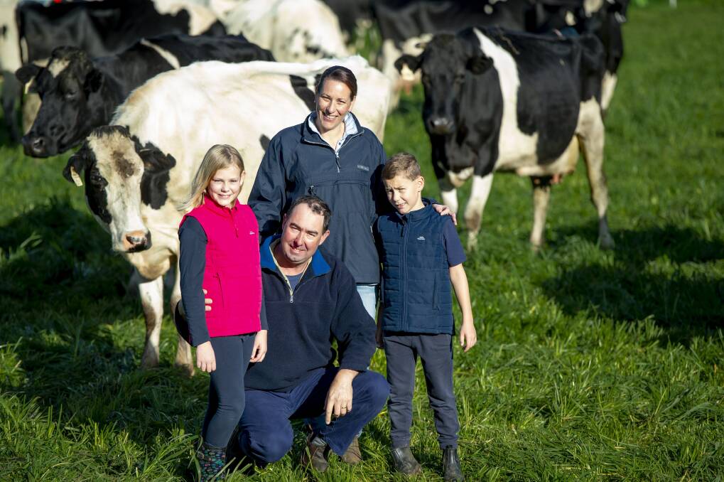 Ferguson Valley dairy farmers Matthew and Angela Brett, pictured with children Madison, 9, and Lucas, 7, were named in the top 100 producing the best quality milk in Australia.