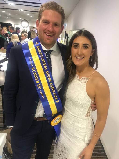  WA Rural Ambassdor 2017, and National Rural Ambassador 2018 runner up Luke Hall (left), with his wife Alex at the Adelaide Royal Show on the weekend.
