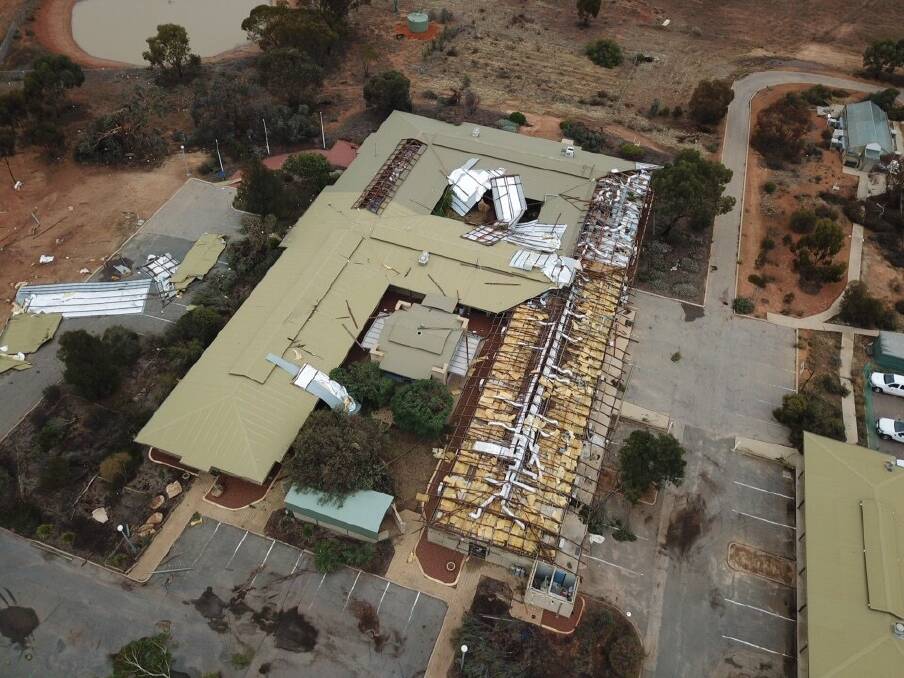 An aerial view of the damage caused by a freak storm on Good Friday this year.