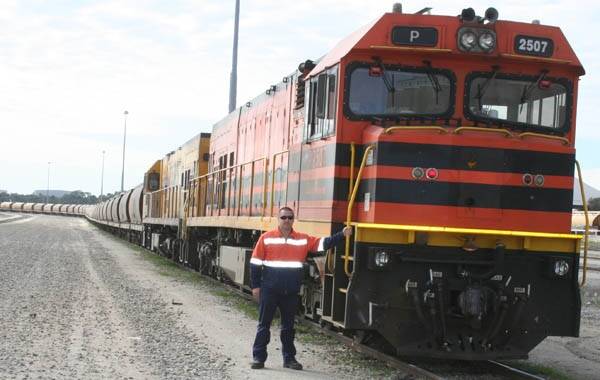 Threatened: ARG’s acting operations co-ordinator Neil Bill with a grain freight train.