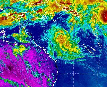 The latest satellite imagery shows TC Penny in the Coral Sea. Source: BOM.
