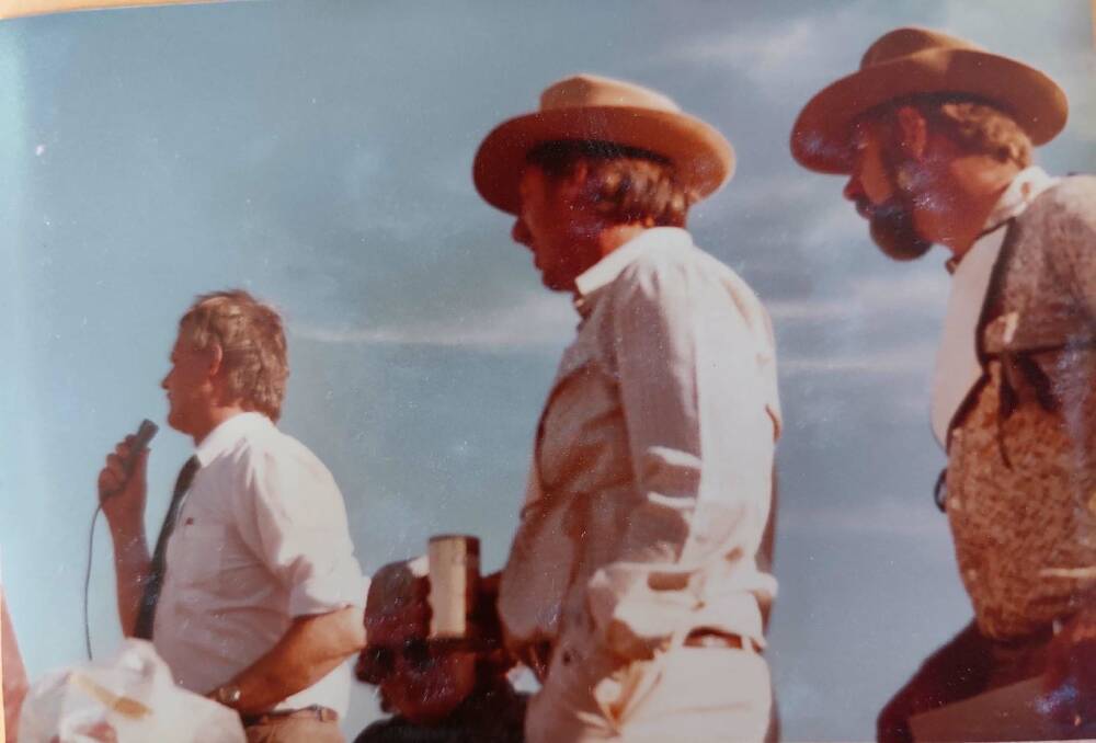 Graeme, Anne Kitchen, Murray McQuie and Peter Brown at the 1983 Nullarbor muster.