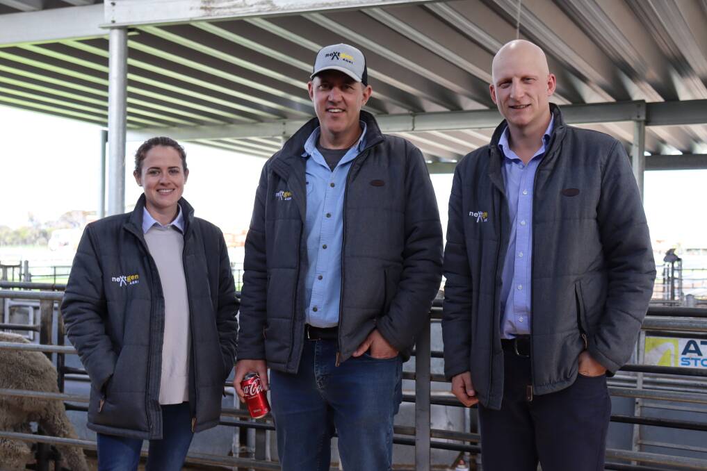 neXtgen Agri WA livestock consultant Amy Lockwood (left), chief executive officer Mark Ferguson and livestock adviser James Lines.