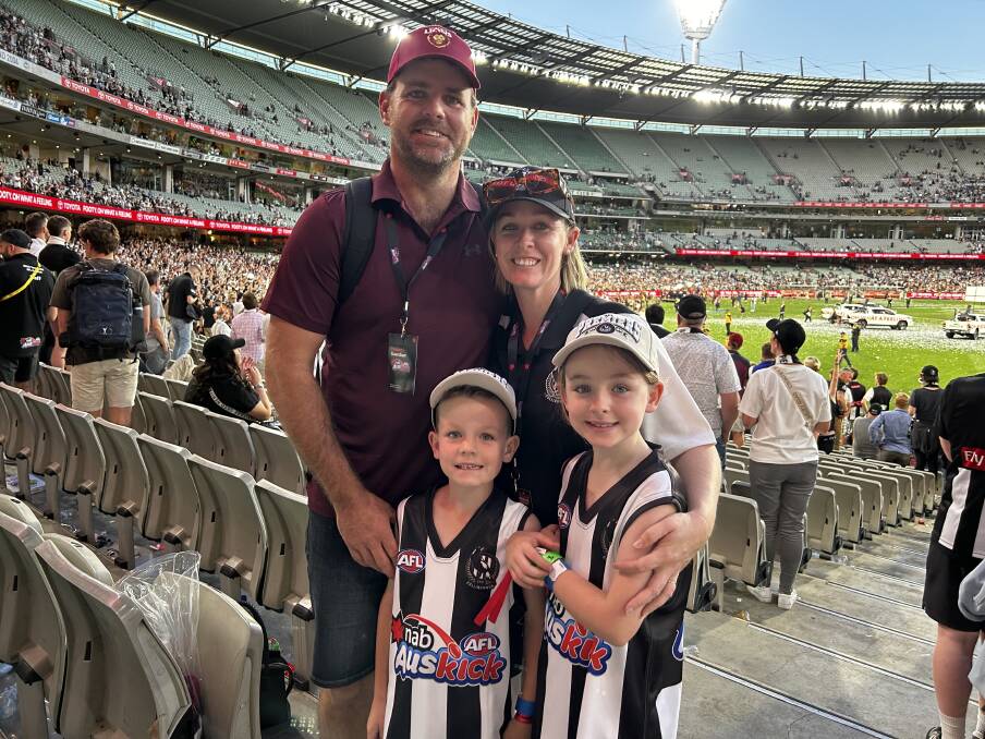 
The McTaggart family Jamie, Blake, Carine and Pippa at the MCG for the AFL Grand Final. 