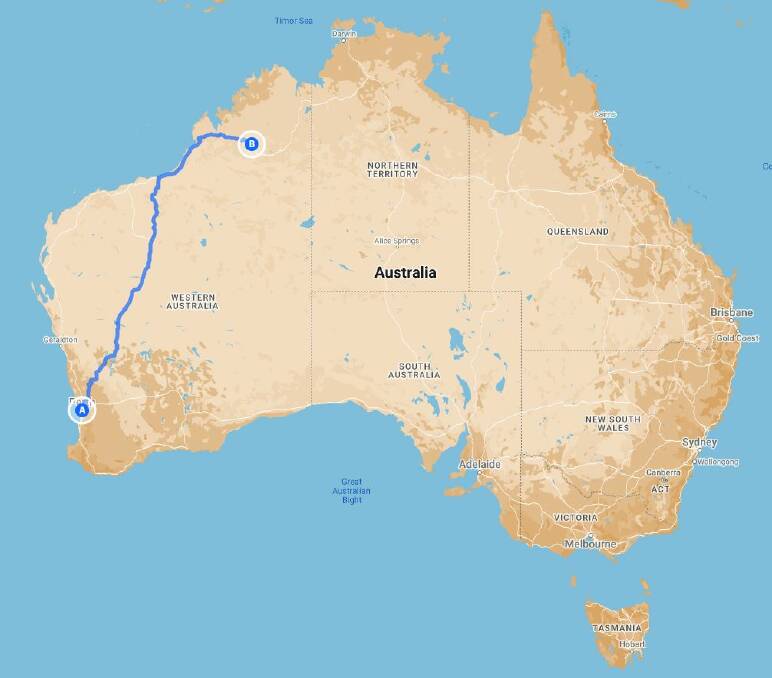 The most direct route north from Perth. Picture by Google Maps.