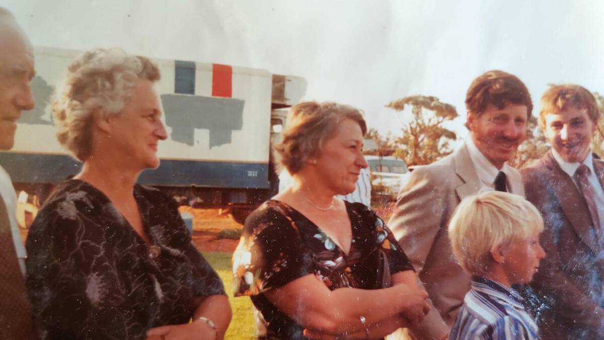 Ruth Swann, Kanandah station, with Marg, Murray, Dougal and David McQuie.