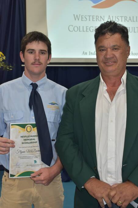 WA College of Agriculture Morawa, recipient Flynn McDonnell (left), with WASIA vice president Mike Henderson.