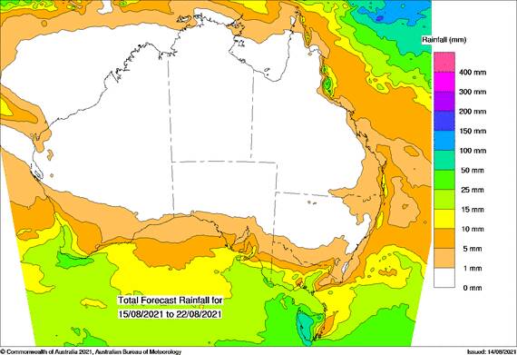 It is going to be a dry week for most of Australia. Image: Bureau of Meteorology.