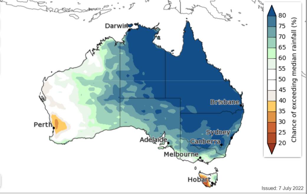 The Bureau of Meteorology's three month outlook from August to October 2022. Source: www.bom.gov.au 