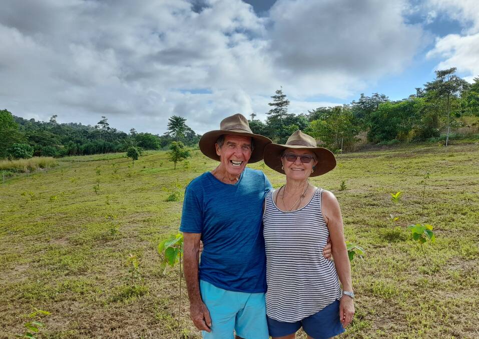 Strategic action to extend green corridors: Ray Hunter and Sue Gillett on their revegetated land at Mission Beach.