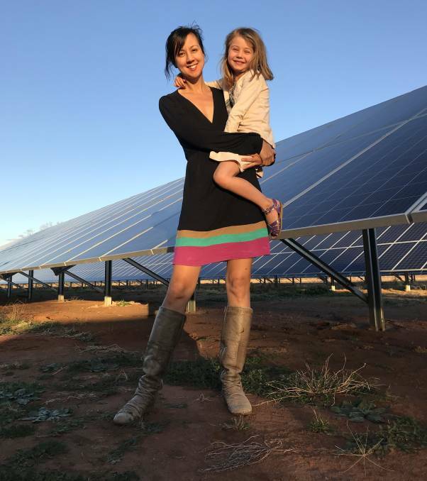 Karin Stark, with daughter Noa, is a strong advocate for on-farm renewables.