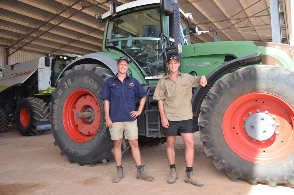 Brothers Lewis (left) and Bailey Parsons, DR & EC Parsons, Wandering, with the Fendt 927 Vario 4x4 tractor Bailey bid up to $167,000 for against a neighbour who also wanted the tractor.