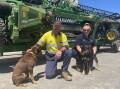 Simon Hilder and his daughter Emma, with Emmas dogs, Kodja and Louie at Fransell Park, Frankland River.