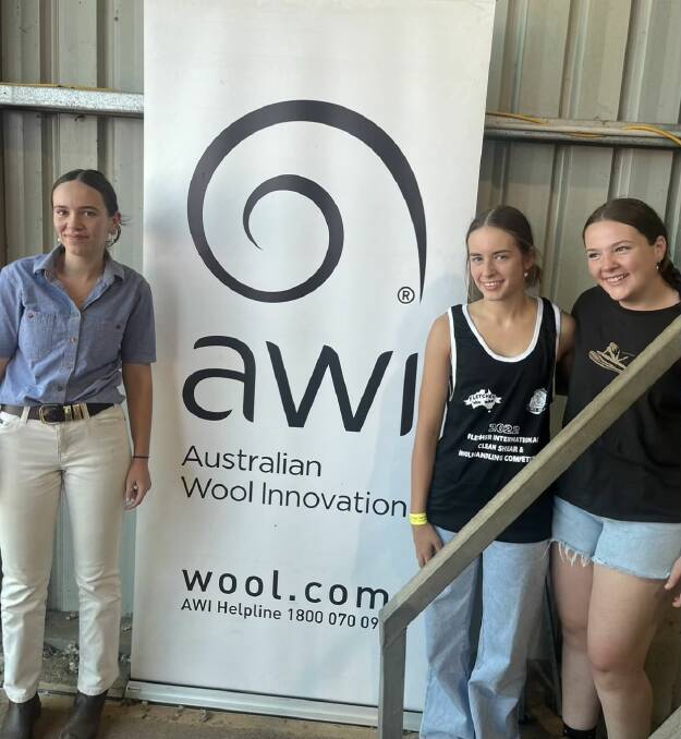 Darcy King (left), Bella Goss and Matilda King, at Wagin Woolorama earlier this year.