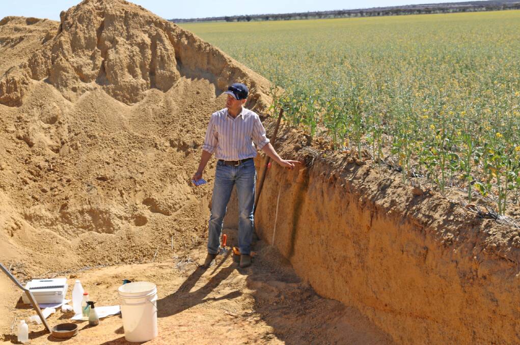 Wayne Parker, DPIRD, presenting the soil pit demonstration.