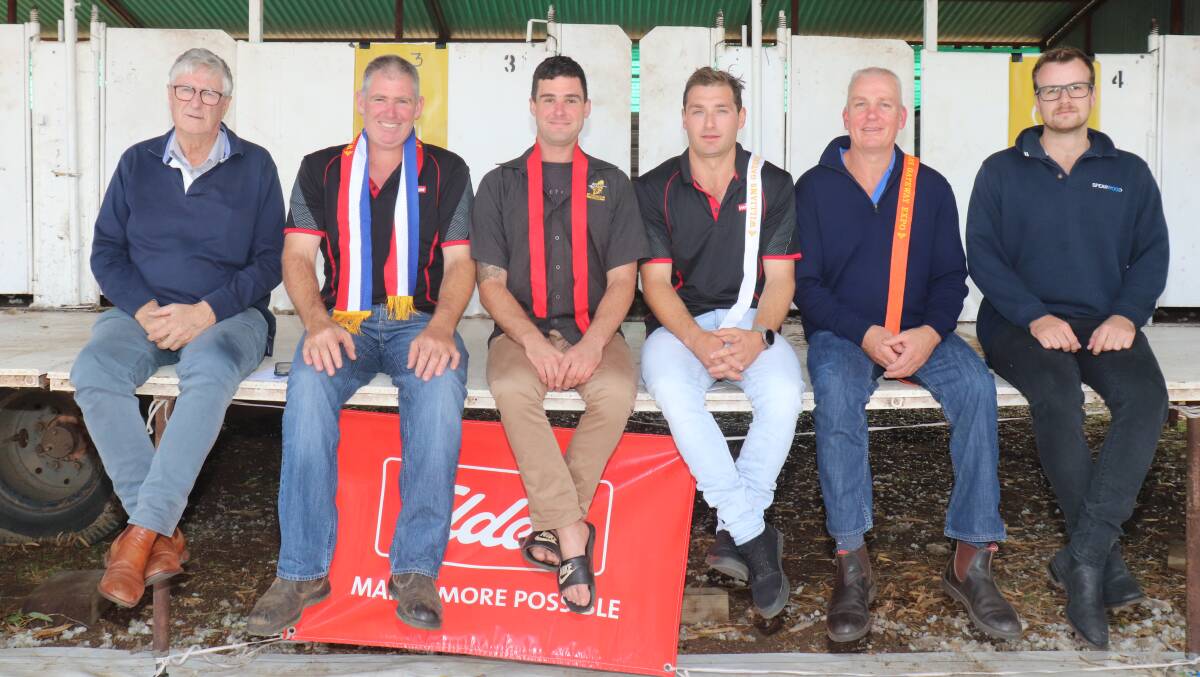Australian Wool Innovation (AWI) director David Webster (left), Perth, with open class winner Damien Boyle, Broomehill, runner up Tom Reed, Gisborne, New Zealand, Boyup Brooks Luke Harding, who was third, Mark Buscumb, Quindanning, who was fourth and major sponsor, Liam Basire from Spearwood Wool, Forrestdale.