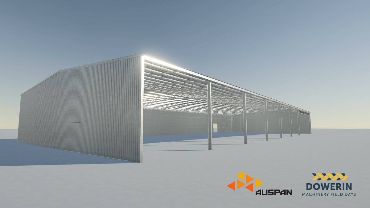 Construction on the 64m x 24m shed will start in the next two weeks and is expected to be finished by the end of March. Its build is supported by Dowerin Machinery Field Days sponsor, AUSPAN.