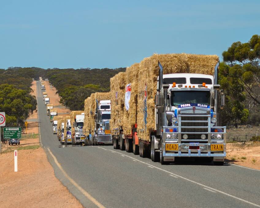 From a delivery in 2020, where several trucks roll through Norseman on their way to northern pastoralists.