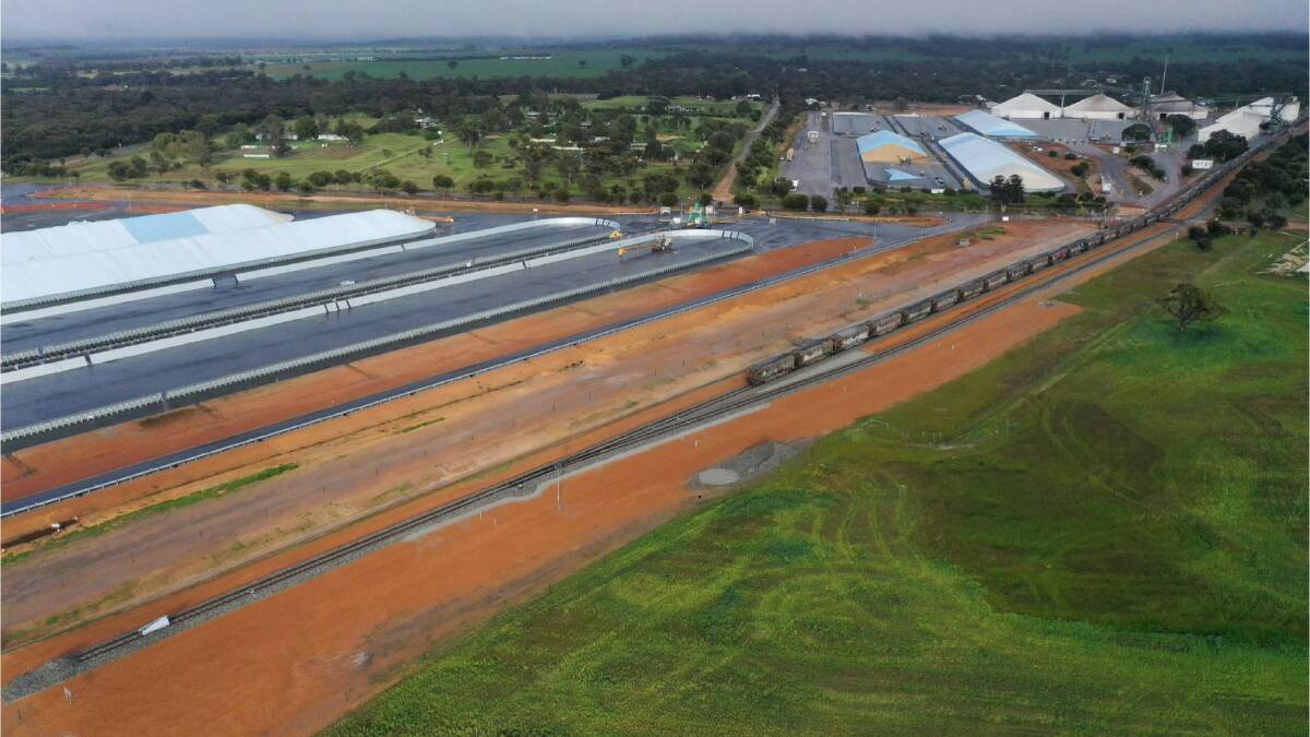 The new rail siding at CBH Brookton which has been completed at record pace.