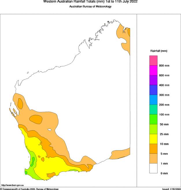 Western Australia's rainfall for this month.