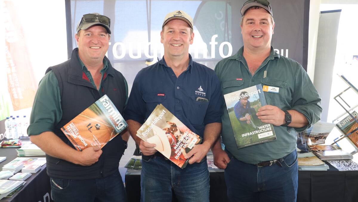  Kondinin Group general manager of research Ben White (left), Farming Ahead editor Mark Saunders and engineering manager Josh Giumelli.