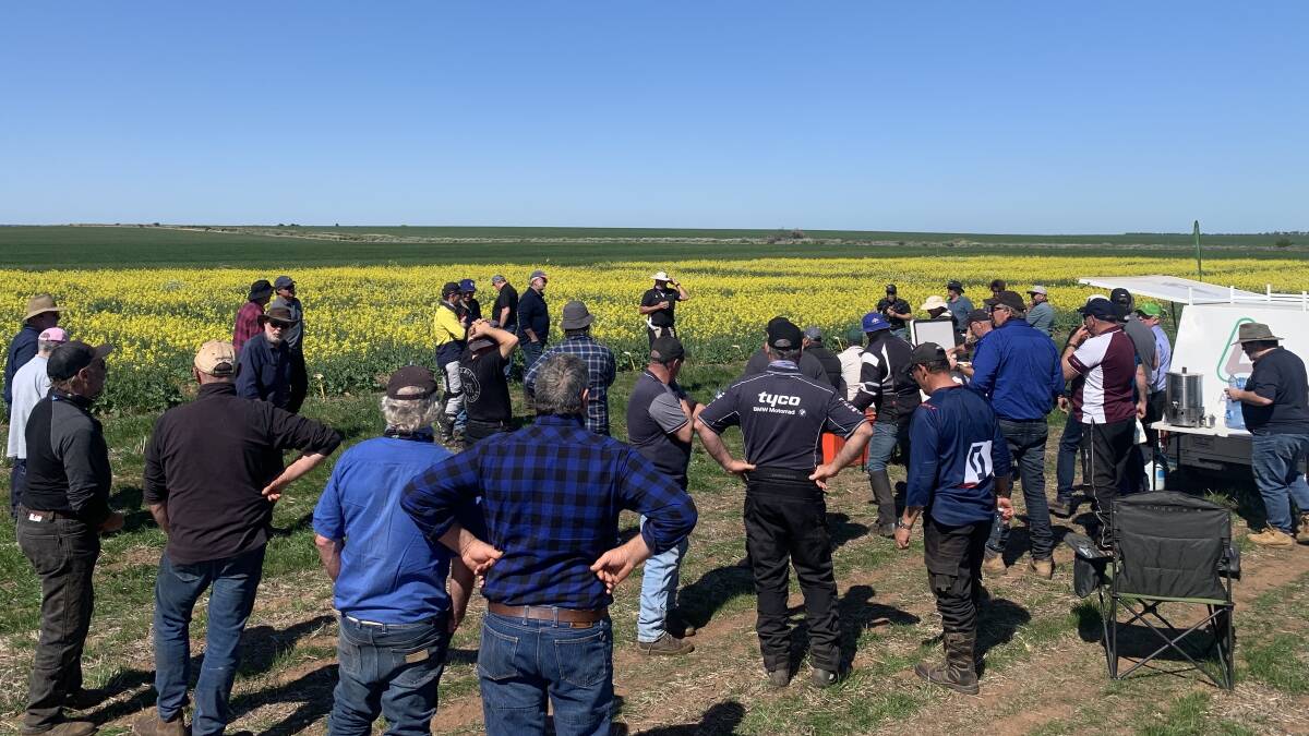 Riders on the ADAMA Australia 2-Wheel Trial Tour in WA during a visit to the companys trial near Nabawa featuring its post-emergent grass herbicide, Tenet, including its use in tank mixes for increased efficacy and improved residual control of ryegrass.
