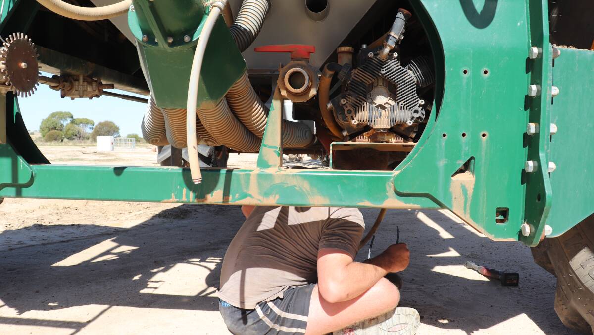 Avery Maitland working on his airseeder when Farm Weekly came to visit.