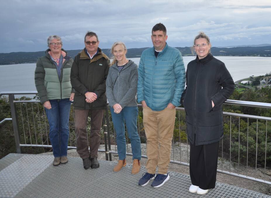 Dr Ben Biddulph, (second from left), on a scouting trip to Albany for the agronomy conference with Agronomy Australia executive officer Dr Sue Knights (left), treasurer Dr Sarita Bennett, secretary Dr Andrew Fletcher and executive support Jemma Brown.