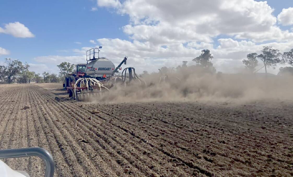 Ben Creek posted this photo on the Farm Weekly Facebook page last week with the caption Started 20th on pasture and lupins. A nice cool drop from the heavens would be lovely #plant24 South of Boyup Brook/Mayanup.