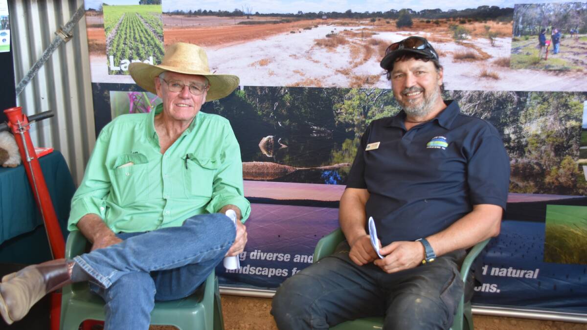 Attending the day were Nutrien Livestock, Mt Barker agent Harry Carroll (left) and Oyster Harbour Catchment Group senior project officer Bruce Radys.