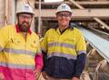 Tim Webb (left), CSBP operations superviser, with Jason Ralston, CSBP regional sales manager north, onsite at CSBPs Geraldton works where the new Urea Sustain coating system has been commissioned.