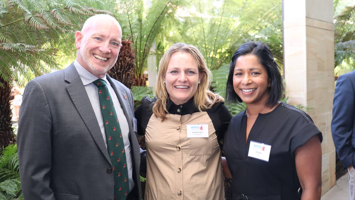 Agricultural Region MLC, Colin de Grussa, The Nationals WA, with 2014 scholar Annabelle Coppin, Yarrie station, and Eva Quilty, MYCSBP community engagement adviser. 
