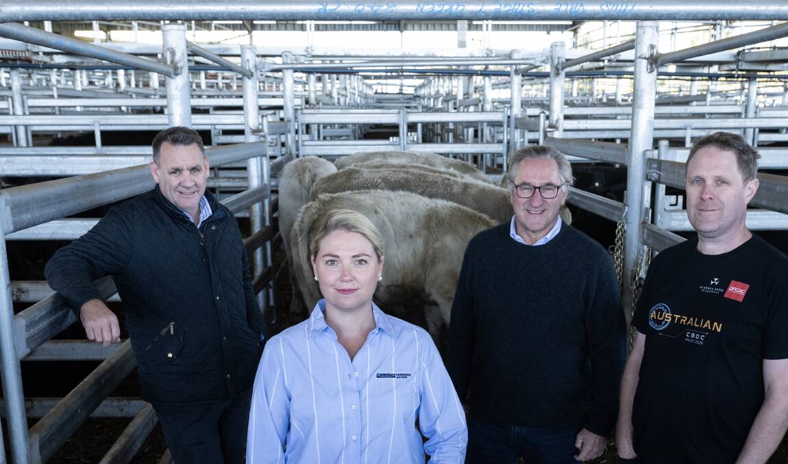 FarmGate Auctions chairman, Richard Norton, with general manager, Chanel Gallen, Fame Capital executive chairman, Peter Kennedy and Fame's chief product officer, Peter Godbolt. Photo, Louie Douvis, AFR.
