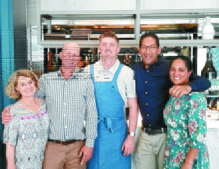 Hearth restaurant head chef Jed Gerrard, centre, with Sue (left) and David Thompson and Lance and Sandie McLeod, all of Moojepin Foods, at the Ritz-Carlton's recent producer and supplier event.