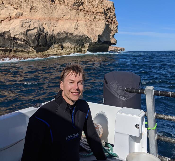 Mr Hay on a dive trip off Shark Bay.
