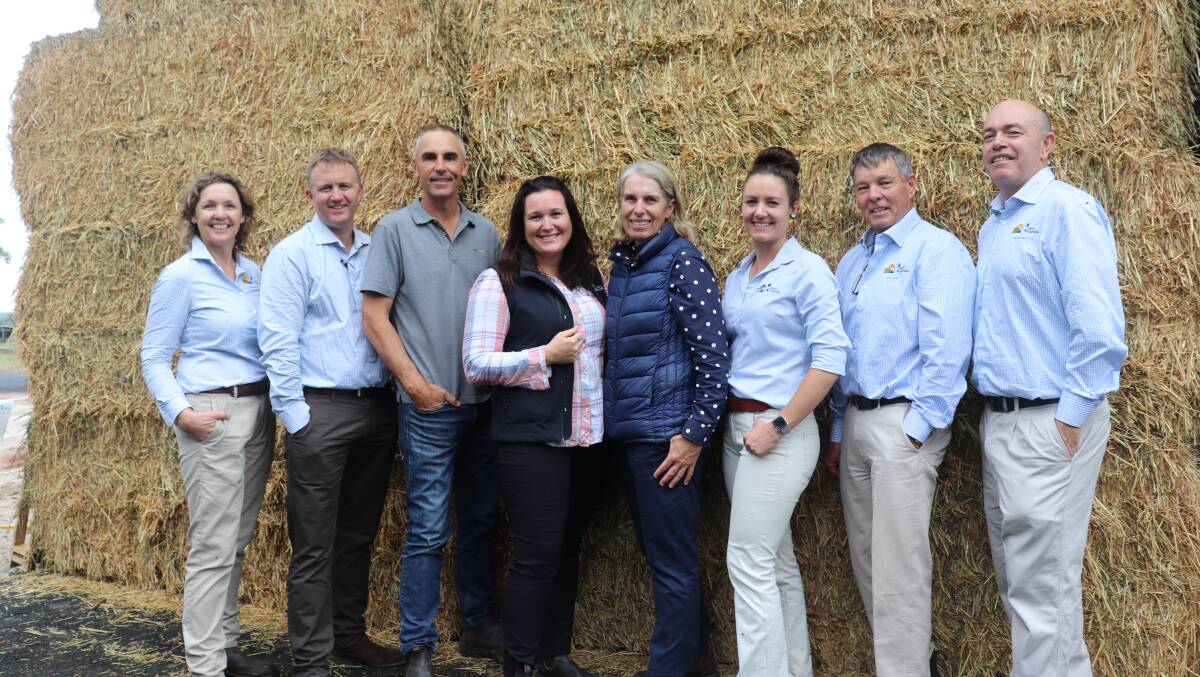 Extension officer Jess Andony (third right) has left Western Dairy after seven years to join Milne Feeds as understudy to veteran ruminant feeds manager Dean Maughan. Ms Andony is pictured at this year's Dairy Innovation Day with the Western dairy team, regional manager Julianne Hill (left), agribusiness support Kirk Reynolds, technical support Sam Taylor, communications Jenelle Bowles, board and manager support Gilly Johnson, dairy training officer Rob La Grange and extension officer Dan Parnell.