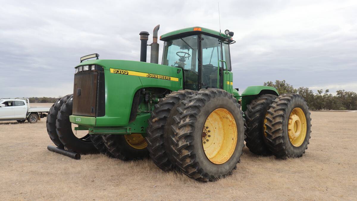  This John Deere 9300 was the top item of the Lumeah clearing sale on behalf of Slab Hut Grazing. It sold to a New South Wales buyer for $75,500. The same buyer also bought a smaller tractor for $55,000.