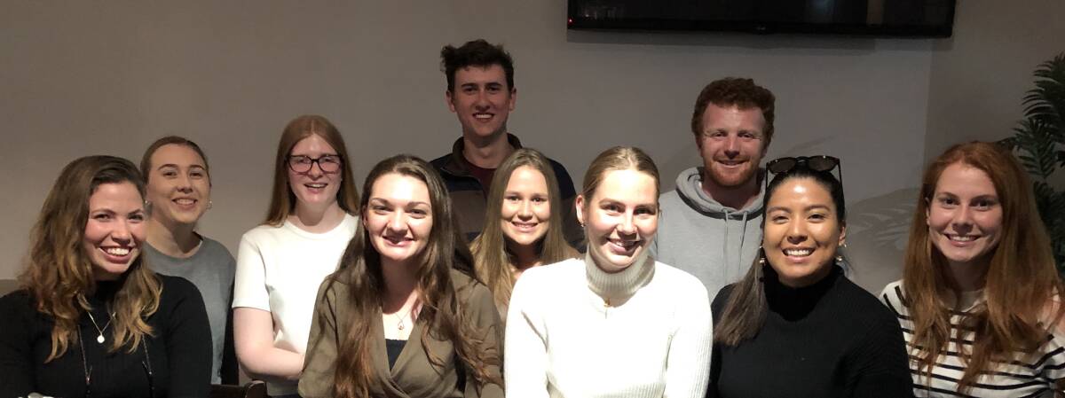 Ag4U students Lucy Gurr (left) with Ebony Schoonens, Pia Piggott, Lara Caelli, Liam Pearce, Renee Seiber, Susannah Packer, Andrew Major, Amanda Ortiz and Lauren Smith during a catch up after the program finished last month.